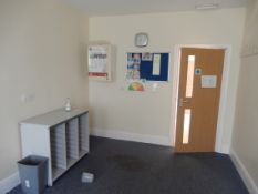 *Contents of Classroom to Include Four Flush Ceiling Lights, Assorted Schoolroom Furniture, Wall