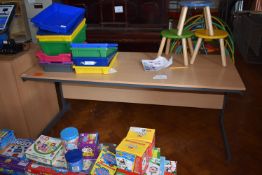 *Office Desk in Light Beech Finish on Grey Metal F