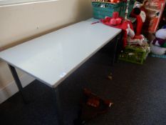 *Two Grey School Tables with Heatproof Tops