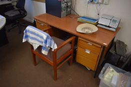 *Wooden Desk with Drawers and a Carver Style Chair