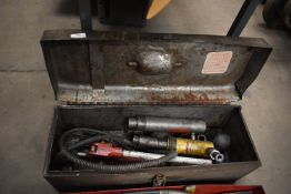 *Toolbox Containing Two Bottle Jacks, Hydraulic Ja