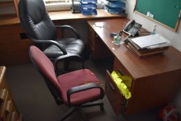 *Redwood Effect Desk and Two Gas-Lift Chairs