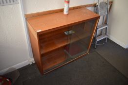 *Two Tier Shelving Unit with Sliding Glass Doors