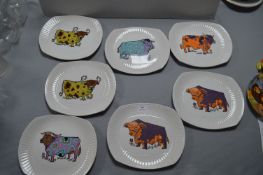 Seven Beefeater Stake & Grill Set Cow Plates