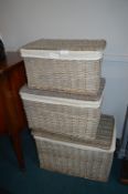 Three Wicker Laundry Baskets