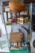 Cage Lot of Book, Heaters, Tools, Electrical Goods