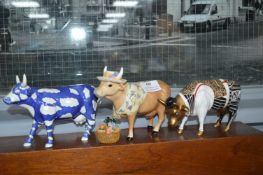 Three Cow Parade Decorative Pottery Cows (with res