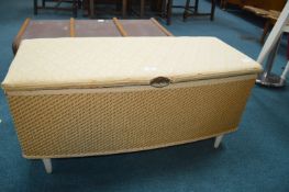 Wickerwork Ottoman and Contents of Bedding, Fabric