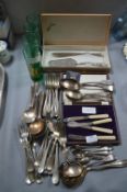 EPNS Cutlery plus Serving Set and Glassware