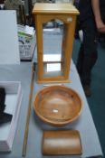 Small Wooden Display Cabinet, Fruit Bowl, Box, and