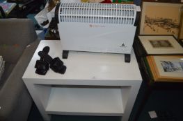 *White Side Table, Electric Heater, and a Pair of