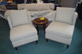 *Thomasville 3pc fabric Chair and Accent Table Set
