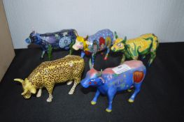 Five Cow Parade Decorative Pottery Cows