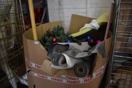 *Large Box of Various Christmas Decorations: Trees, Lamps , Baubles, etc.