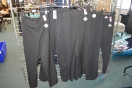 *Five Pairs of Evans Black Trousers Size: 16
