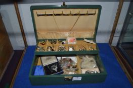 Jewellery Box Containing Vintage Costume Jewellery