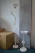 *Two White Uplighters with Adjustable Reading Lamps