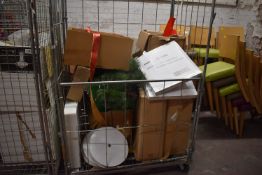 *Cage Containing a Quantity of Christmas Decorations, Ribbons, Lights, etc. (cage not included)