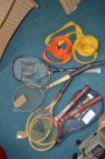 Tennis and Badminton Rackets, Judo Belts, etc.