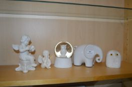 White Ornaments; Elephant, Owl, Cherubs