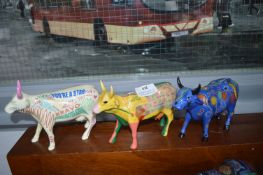 Three Cow Parade Decorative Pottery Cows