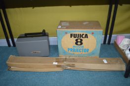 Vintage Fujika 8mm Movie Projector plus Screen