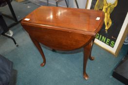 Edwardian Mahogany Drop Leaf Side Table on Cabriol