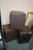 *Two Brown and One Black Cube Stools