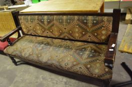 Retro Style Wooden Bench with Upholstered Seat & B