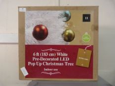 6ft White Pre-Decorated LED Pop-Up Christmas Tree