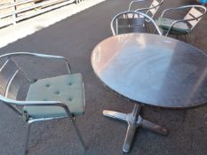 Stainless Steel Topped Bistro Table and Two Alumin