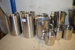 Four Stainless Steel Wine Chillers, Milk Jugs, etc