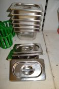 Six Small Stainless Steel Bain Marie Inserts with