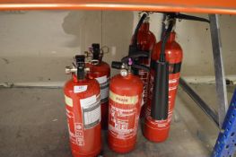 Three Foam and Two CO2 Fire Extinguishers