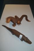 Carved Wooden Lizard and a Crocodile