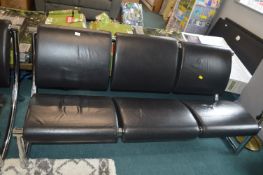 *Klober Black Leather & Chrome 3 Seat Sofa