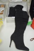 Pair of Ladies Black Stiletto Heel Over Knee Boots