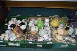 Three Boxes of Decorative Teapots, etc.