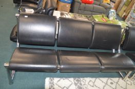 *Klober Black Leather & Chrome 3 Seat Sofa