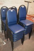 *Twenty-One Steel Framed Cushioned Stackable Chairs in Blue