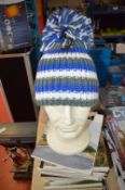 *Bobble Hat in Blue, Grey, and White
