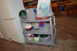 *Three Tier Trolley with Various Plastic Containers