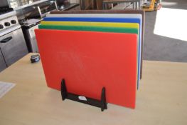 *Set of Coloured Chopping Board in Stand