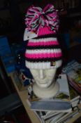 *Bobble Hat in White, Black, and Pink