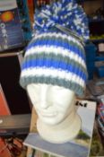 *Bobble Hat in Blue, Grey, and White