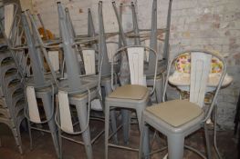 *Twelve High Level Barstools with Cushioned Seats on Steel Bases