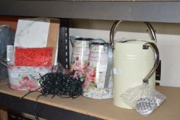 *Metal Watering Can, Galvanised Jugs, Galvanised Bowl, Fairy Lights, etc.