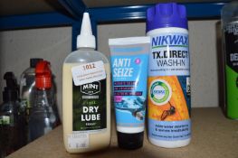 *Oxford Mint Dry Lube, Shimano Anti-Seize, and Nikwax Waterproof Spray