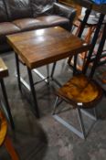 *Wooden Topped Steel Framed Coffee Table 75cm high and Two Chairs