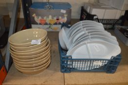 *Quantity of Brown Earthenware Dishes and White Twin Compartment Serving Dishes
